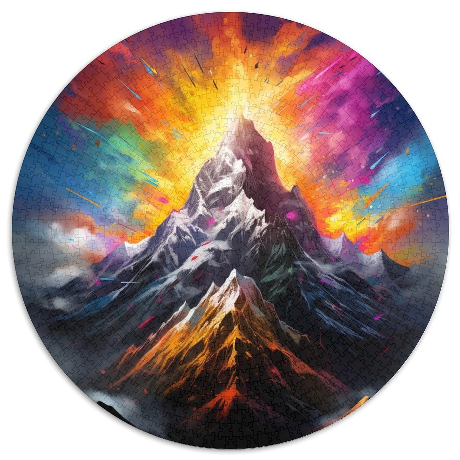 Jigsaw Puzzles 1000 Pieces for Adults Snow Mountain Round Puzzles Challenging Brain Teaser for Teenagers,Perfect for Home Decor Or Gift 67.5x67.5cm