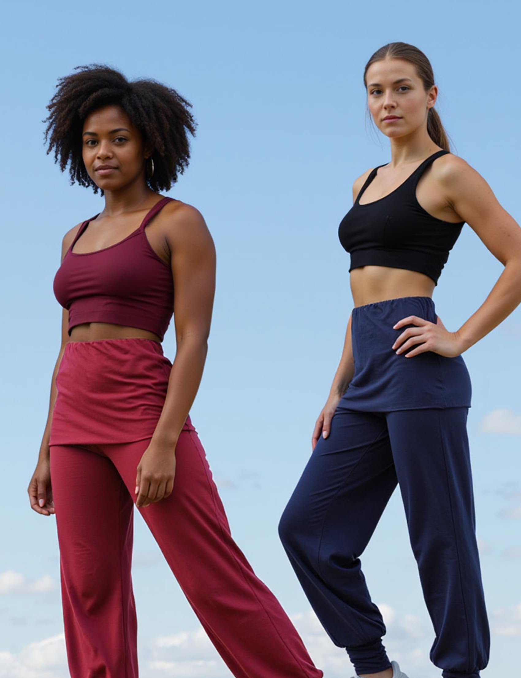 Terecey Yogahose Damen Lang Haremshose Locker Mit Rock für Yoga Pilates | Weiches Stretchgefühl, Rockbund Design, Lockerer Schnitt, Yoga Pilates, Sommer Strand, Freizeit und Zuhause Tragen