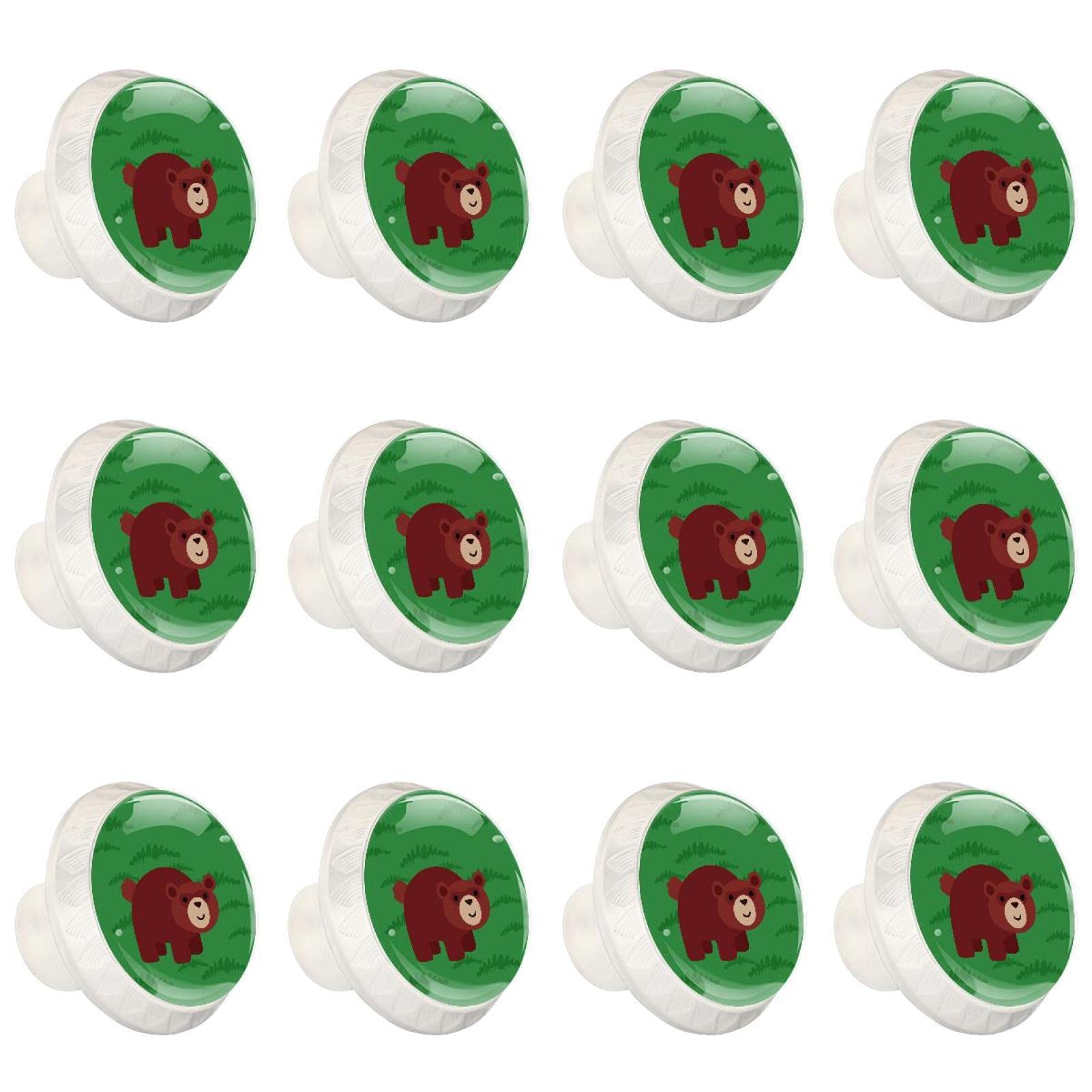 Boutons de placard et poignées de tiroir de commode motifs ours vert x12