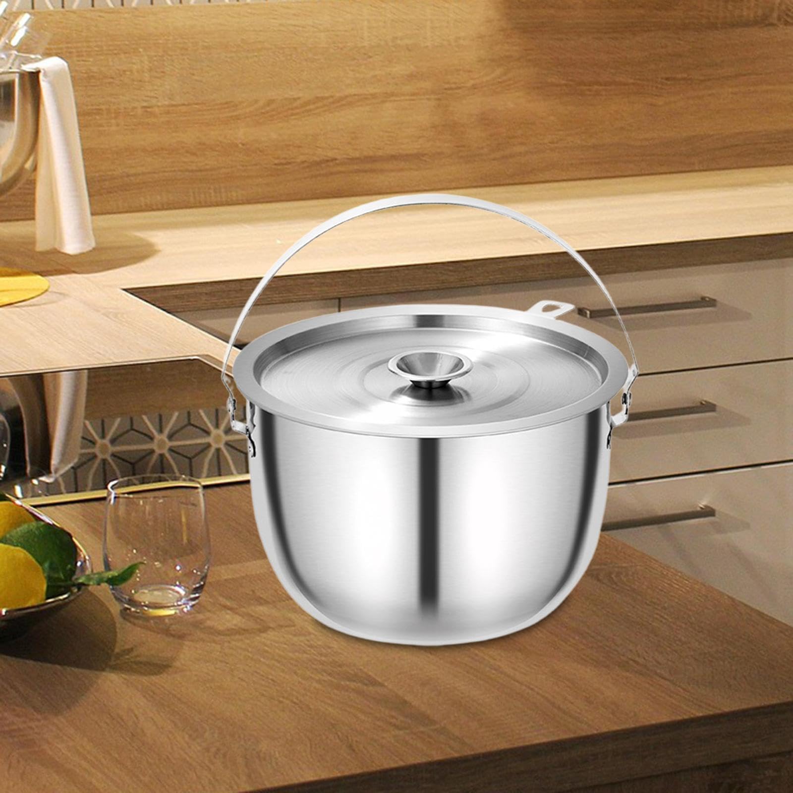 Pot à huile avec filtre et couvercle - Batterie de cuisine multifonction de grande capacité pour le camping et la cuisine - 17 à 23 cm - 5 L