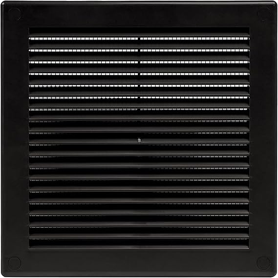 ECOPRO VENT 6" x 6'' Inch Black Square Vent Grille with Protective mesh