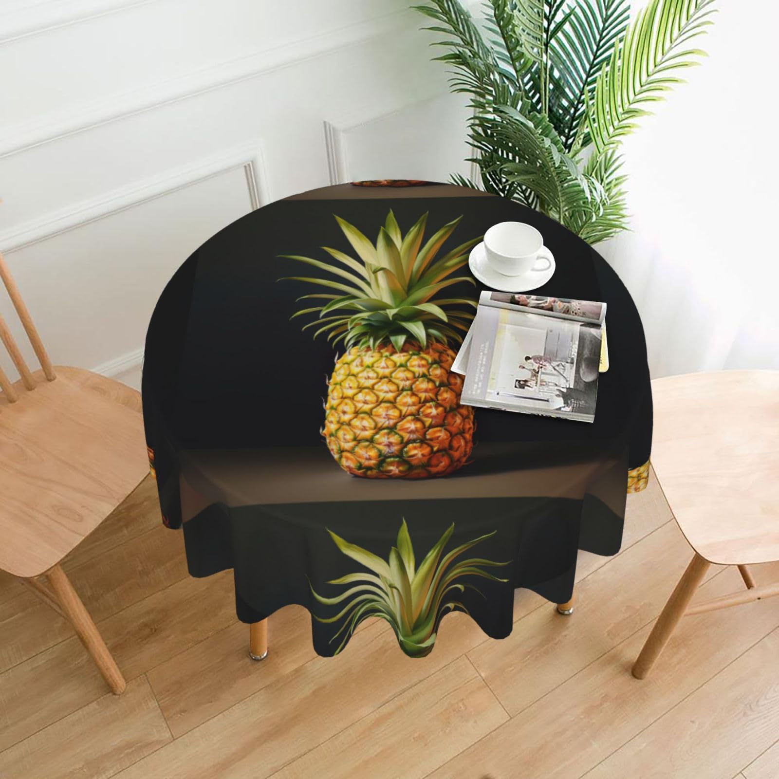 UVBDF pineapple Painting Print Multipurpose Round Tablecloth 60in Polyester Cover for Coffee Table Kitchen Desk Home Gift