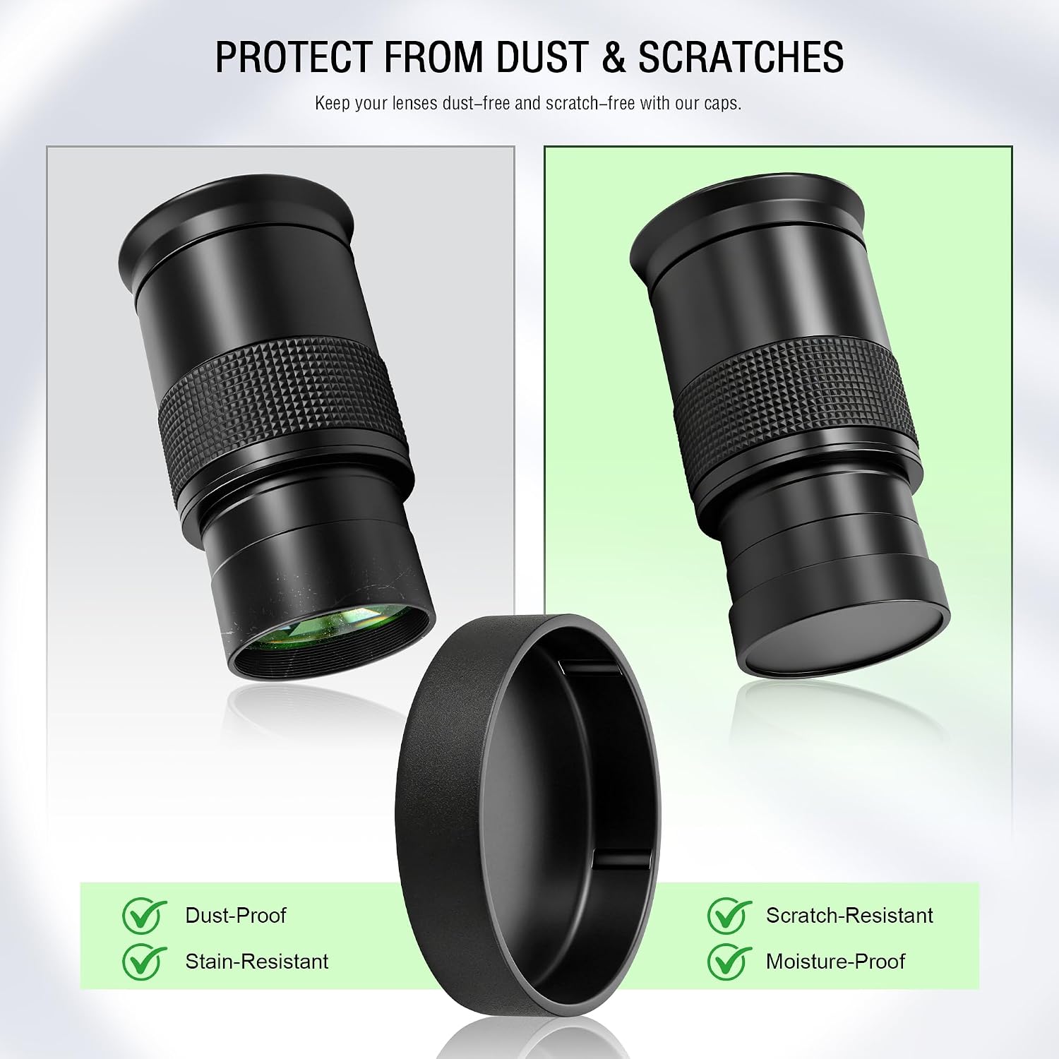 Alstar 5 Pcs Dust Caps Set for 2 Inch Astronomy Telescope Eyepiece - Black