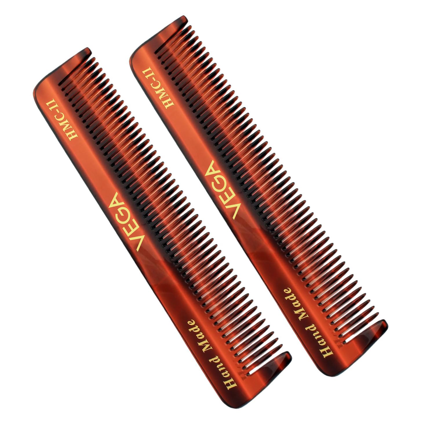 Handcrafted Pocket Hair Combfor Men & Women, Detangling, Daily Grooming | Made from Cellulose Acetate Non-petroleum Based Material from Plant, Set of 2, (India's No.1* Hair Comb Brand, VC2HMC-11)