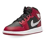 Air Jordan 1 Mid Big Kids' Shoes Black/White-Gym Red (DQ8423 061) Gradeschool GS - Size 6.5