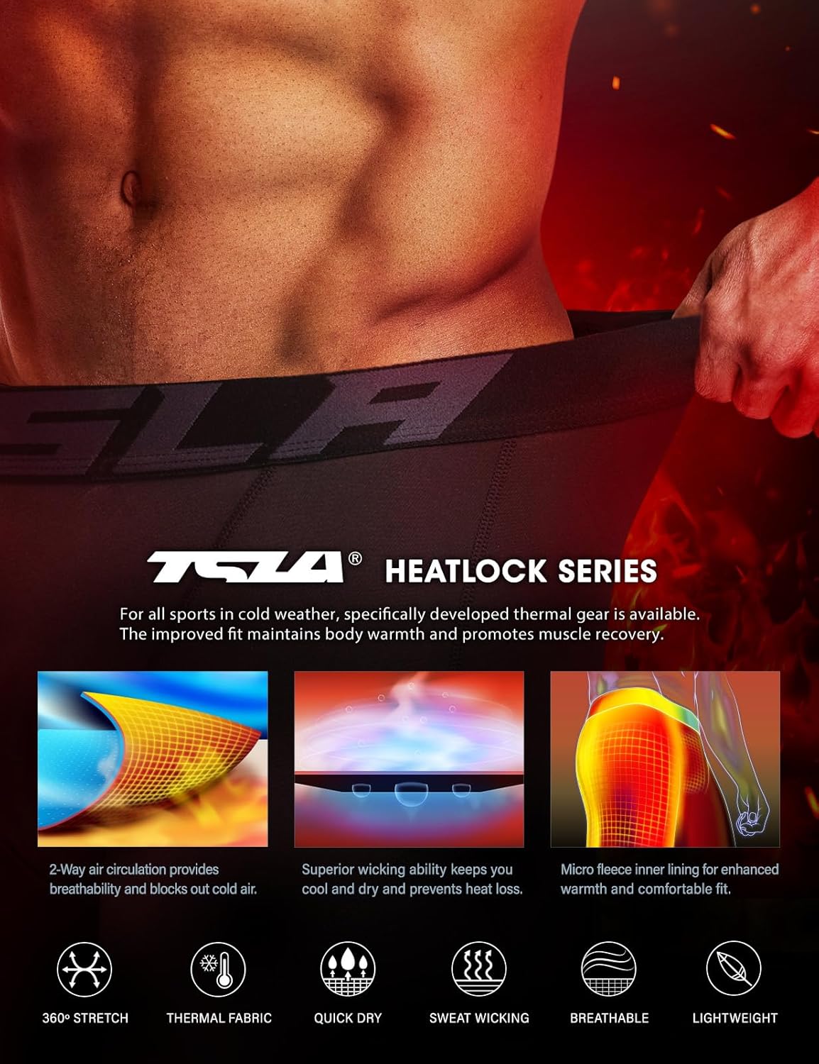 TSLA Men's Thermal Compression Pants, Athletic Sports Leggings & Running Tights, Wintergear Base Layer Bottoms - Image 4