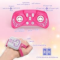 Vista 8 de Coche de Control Remoto de Unicornio para Niñas de 6-8-12 años, Coches de Acrobacia RC Rosa con Detección de Gestos, Coches RC 2.4Ghz 4WD