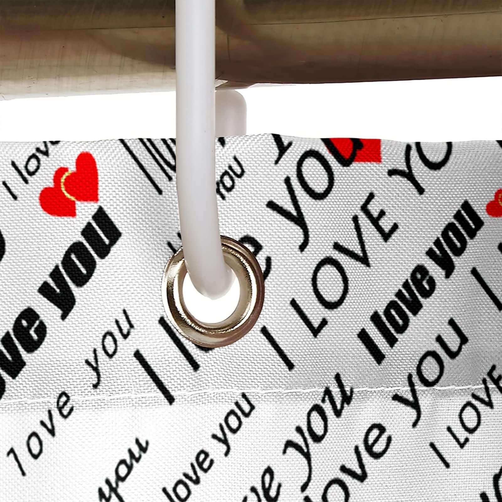 Duschvorhang 180X200, Duschvorhang Stoff Waschbar Rot Schwarz Weiß I Love You Buchstaben Eleganter Duschvorhang