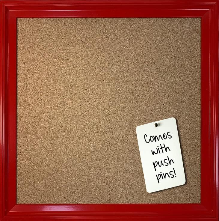 Cork Bulletin Board Overall Size 13x13 with Red Frame
