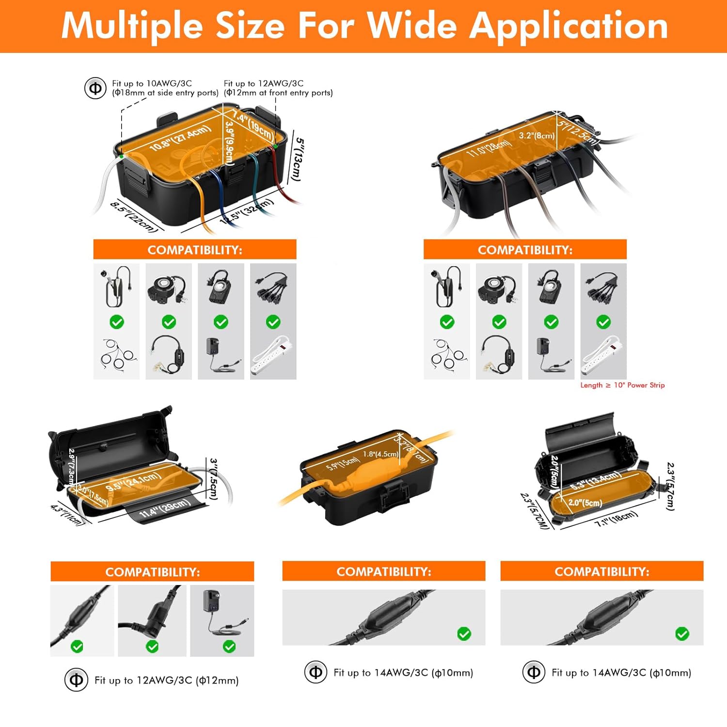 RESTMO Outdoor Electrical Box with Detachable Shield Covers, IP55 Waterproof Plug and Outlet Cover, Extension Cord Protector for Christmas Lights, Garden, Holiday Decorations – Black