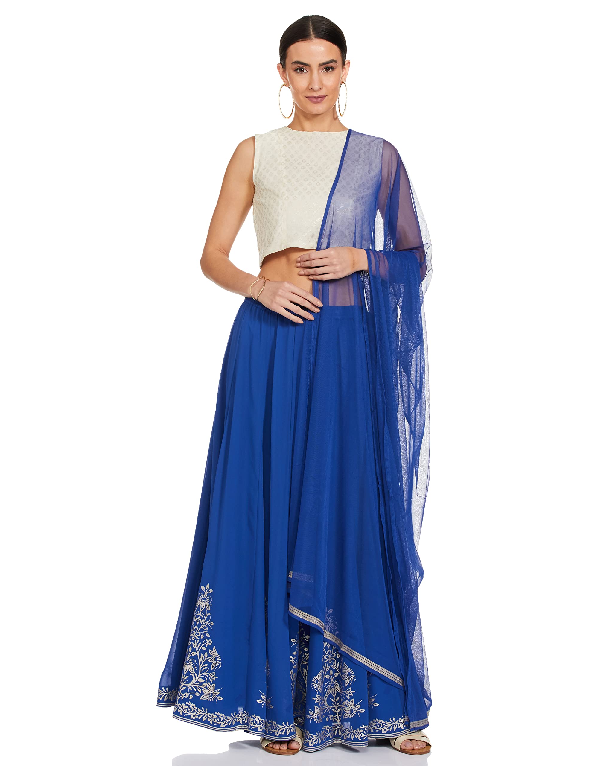 Women Poly Cotton Straight Printed Lehenga Set-image-39