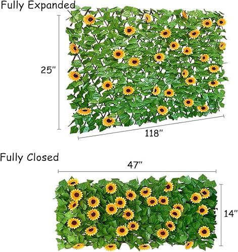Miniatura 2 de Sumery Pantalla de Privacidad de Valla Expandible para Balcón Patio Exterior, Panel Decorativo de Cercado de Hiedra Artificial, Setos Artificiales