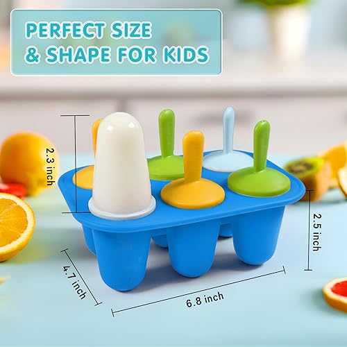Miniatura 5 de Miaowoof Moldes de silicona para paletas pequeñas de 6 cavidades sin BPA de alta calidad, molde para paletas pequeñas, molde para paletas de hielo
