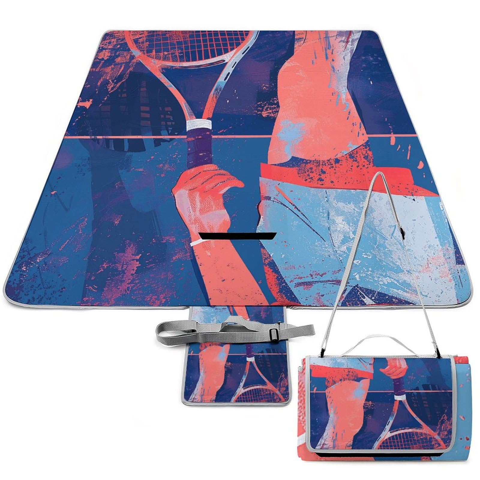 Couverture de pique-nique étanche et pliable de 147 cm avec imprimé sport pour la plage