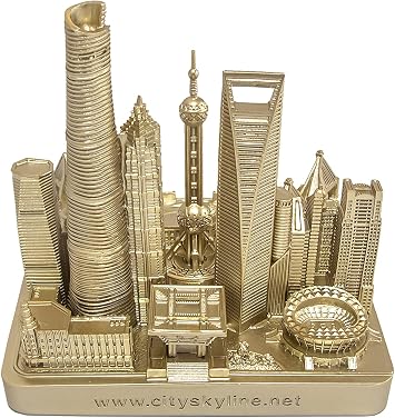Shanghai China City Skyline Landmark 3D Model Rose Gold 4 1/2 inches