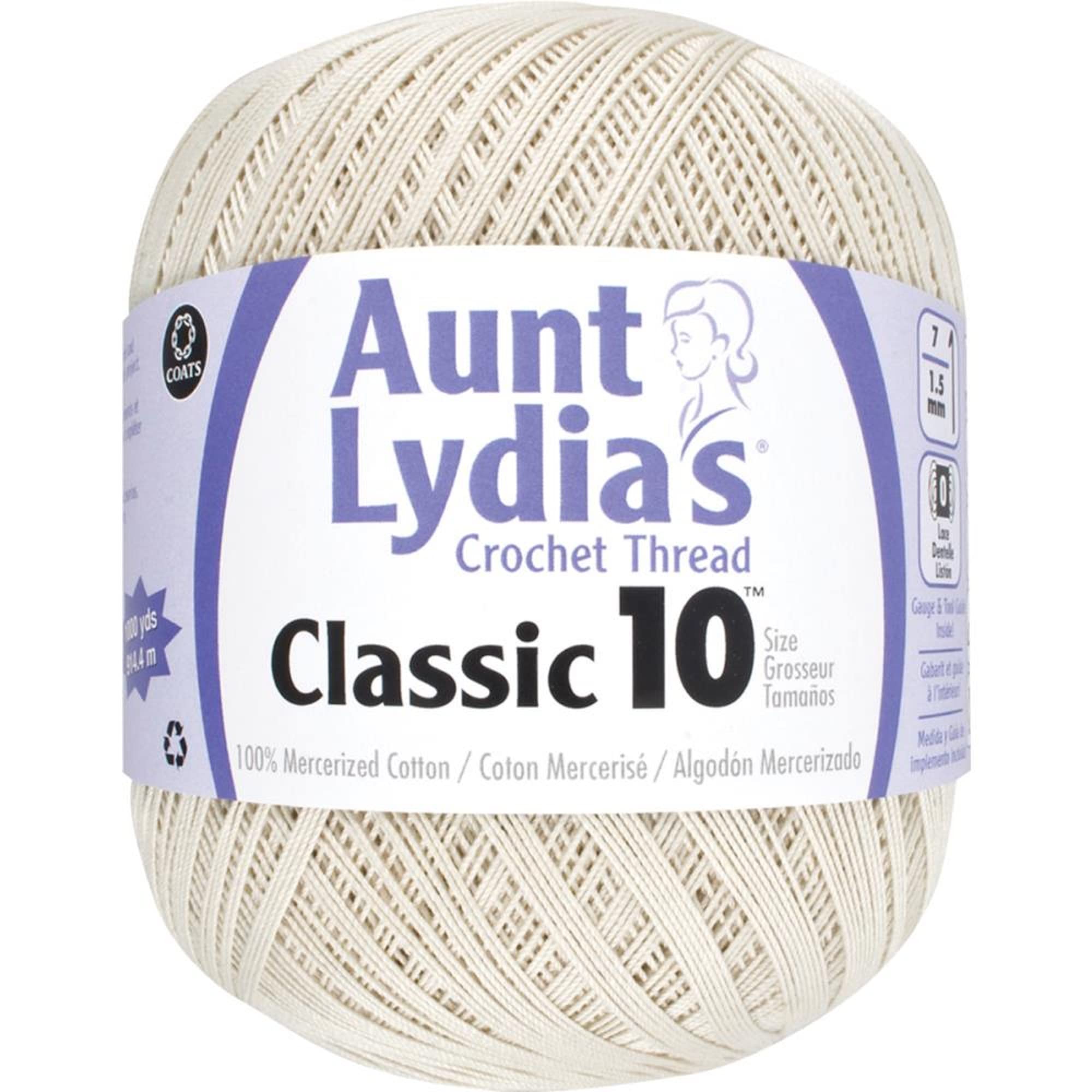 Aunt Lydia's Crochet Cotton Classic Crochet Thread Value Size 10 (3-Pack) Natural 151-226