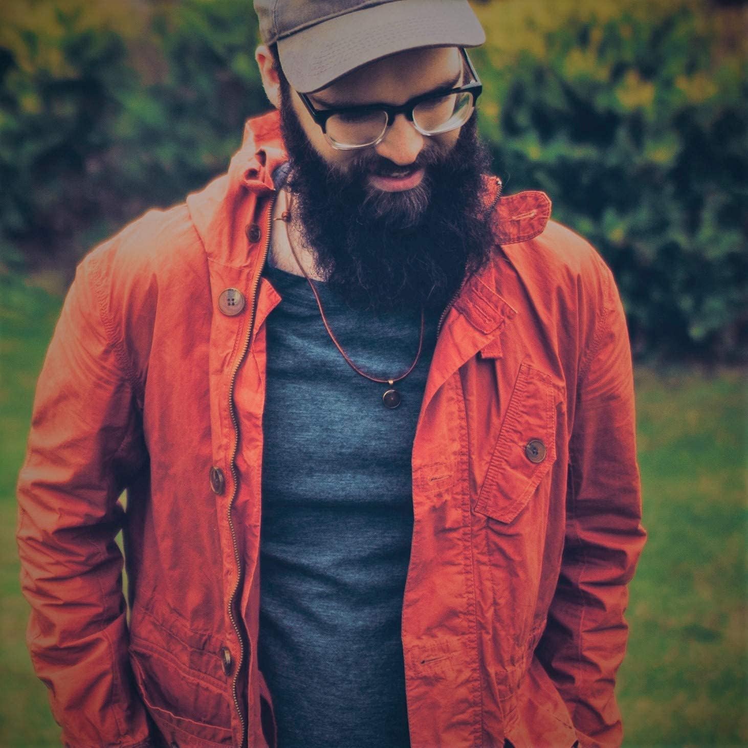 Mustard Seed Necklace for Men, Hand Made Rustic Adjustable Leather Necklace, Bronze and Resin, Faith and Inspiration - Image 6