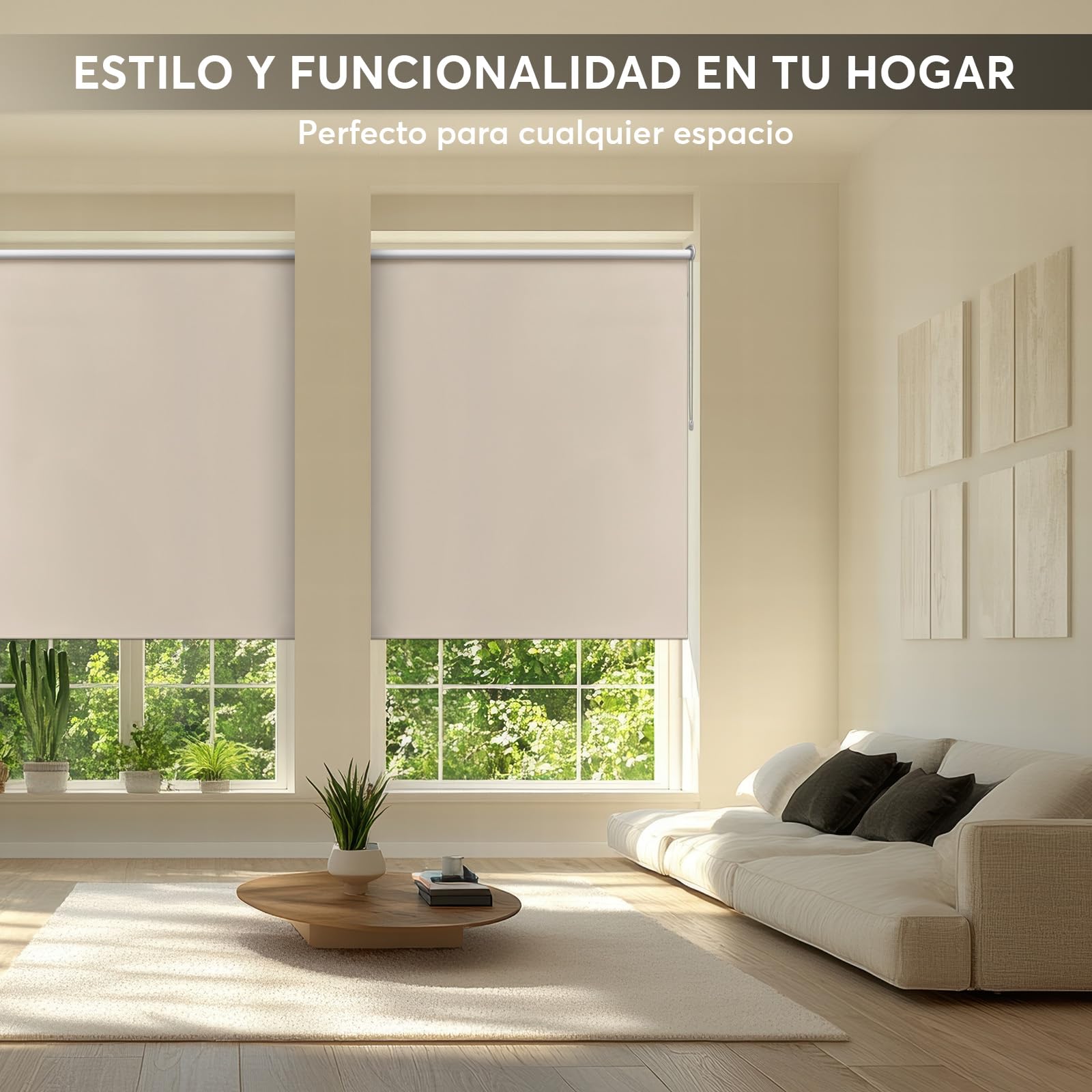 DECORESTOR Estor Enrollable Opaco Térmico a Medida 220 x 160 - Arena - Persiana Blackout para Ventanas y Puertas - Interior y Exterior - Bloquea 100% Luz y Aisla Temperatura - Ideal en Pared o Techo — view 6