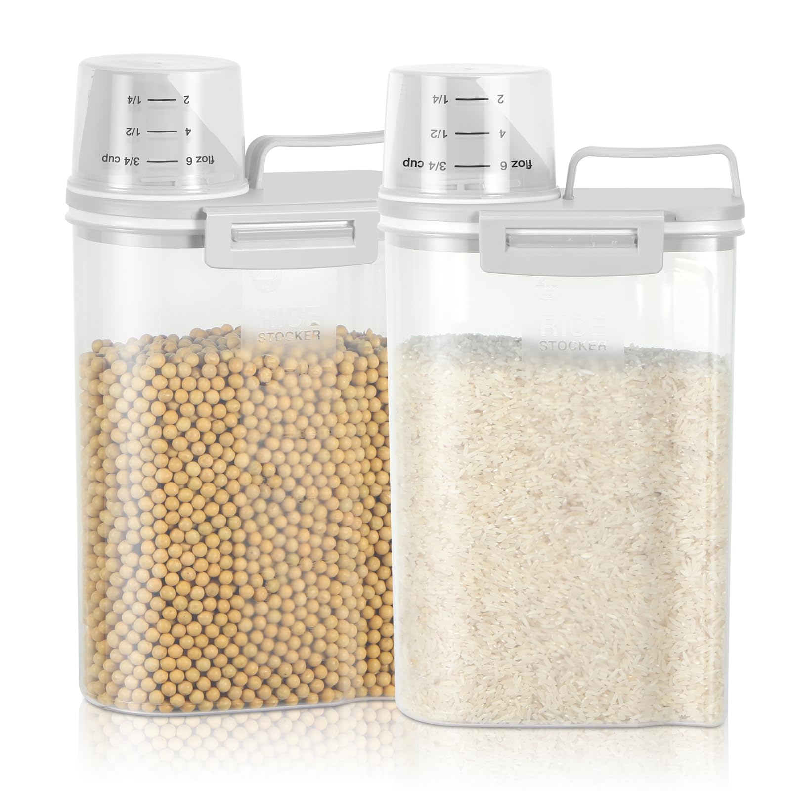 Photo 1 of ***ONLY ONE CONTAINER ****TBMax Rice Storage Container 2 Pack, Plastic Kitchen Pantry Food Storage Container with Cup, Small Pet Dog Cat Food Container Dispenser