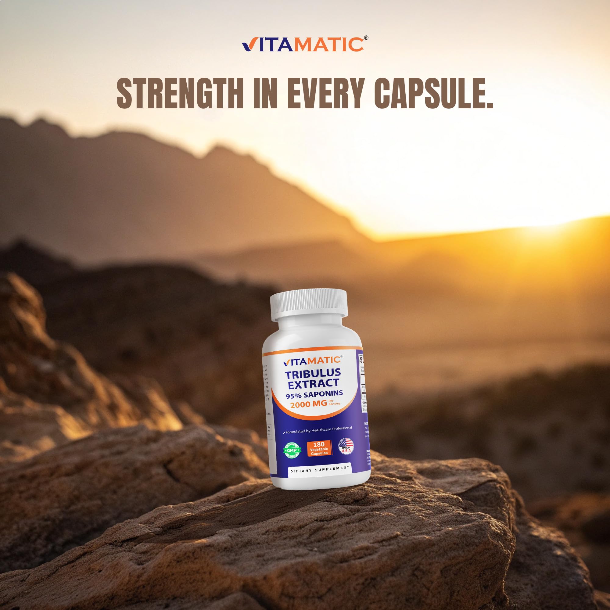 Vitamatic Tribulus Terrestris for Men - 2000 mg per Serving - 95% Saponins - 180 Vegetable Capsules - Made in the USA - Gluten Free & Non-GMO — Amazon image 4