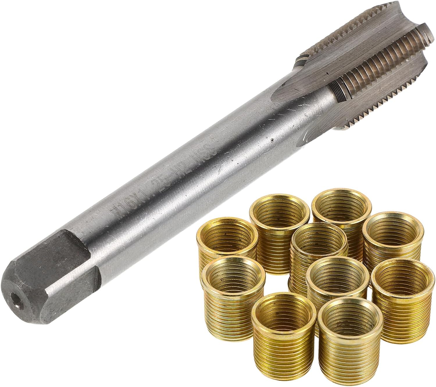 Outanaya 11pcs Spark Plug Repair Kit M14x1.25 Thread Tap and Inserts Set for Automotive Gasoline Engines Cylinder Head Thread Hole Rethreading Tools