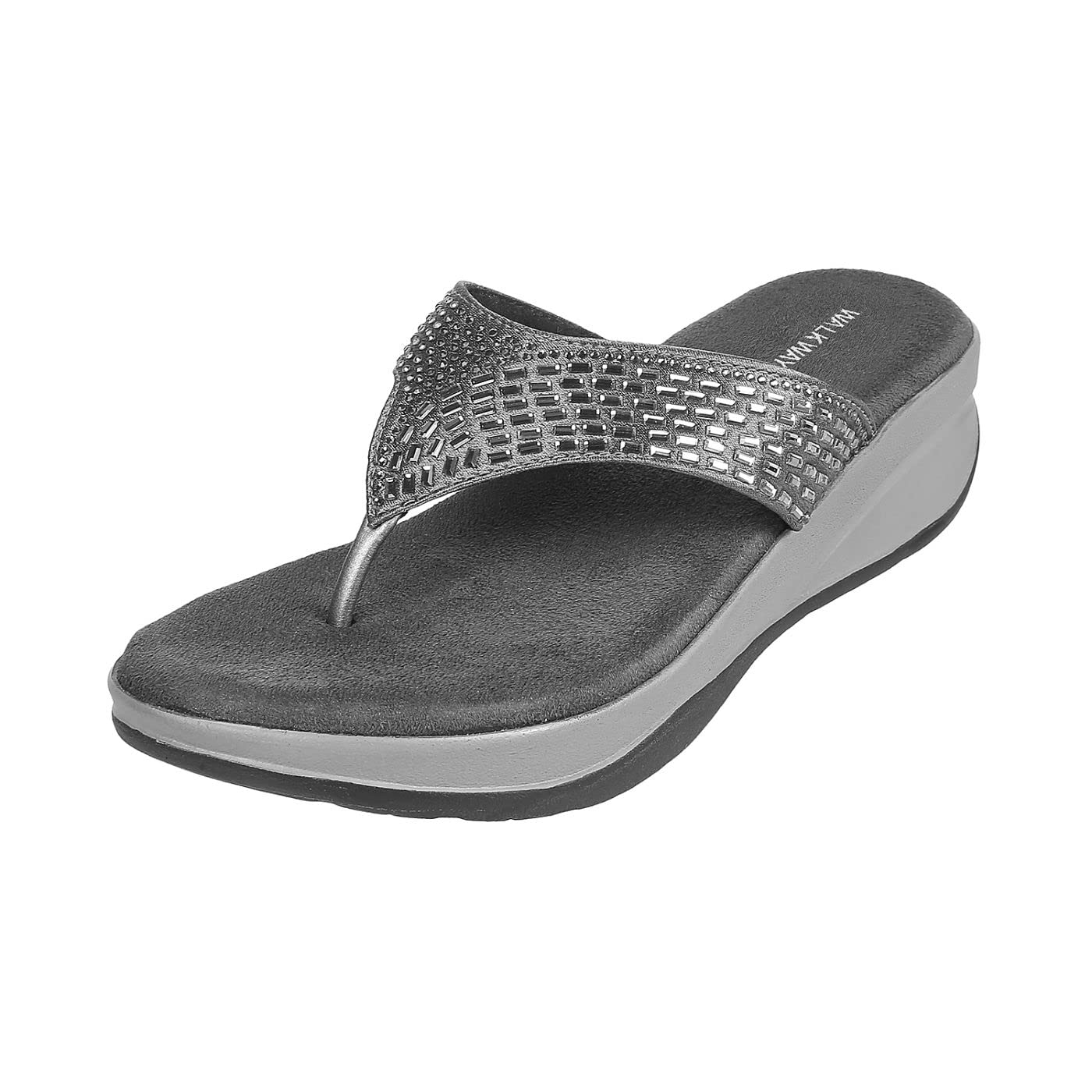 Walkway Women Gun Metal Synthetic Slippers,EU/40 UK/6 (35-4934) (B0BFDYN2GZ) Amazon Price History, Amazon Price Tracker