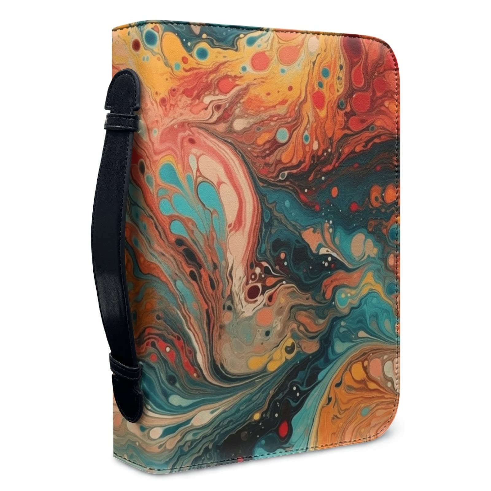 Kuiaobaty Color Fluid Art Book Cover Protector with Handle, Notebook Cover Case Journaling Organizer for Bible, Faux Leather — image 1