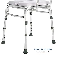 Vista 3 de Lumex - Silla de ducha acolchada de lujo con respaldo, cojines acolchados impermeables para mayor comodidad y calidez, color blanco, 7944KD-1