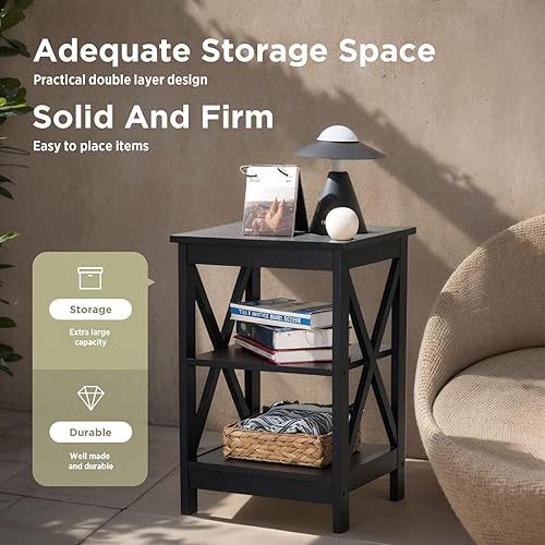 Miniatura 5 de Sophia & William Mesa consola con estante de almacenamiento, mesa de sofá de granja de 2 niveles para entrada, pasillo, sala de estar, marfil