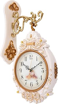 Retro Vintage Double Sided Wall Clock Hanging Silent Wall Clock Two Faces Round Station Clock 11.821.2 Antique-Look Art Decor for Indoor Home Living BedroomNOT Include AA Batteries