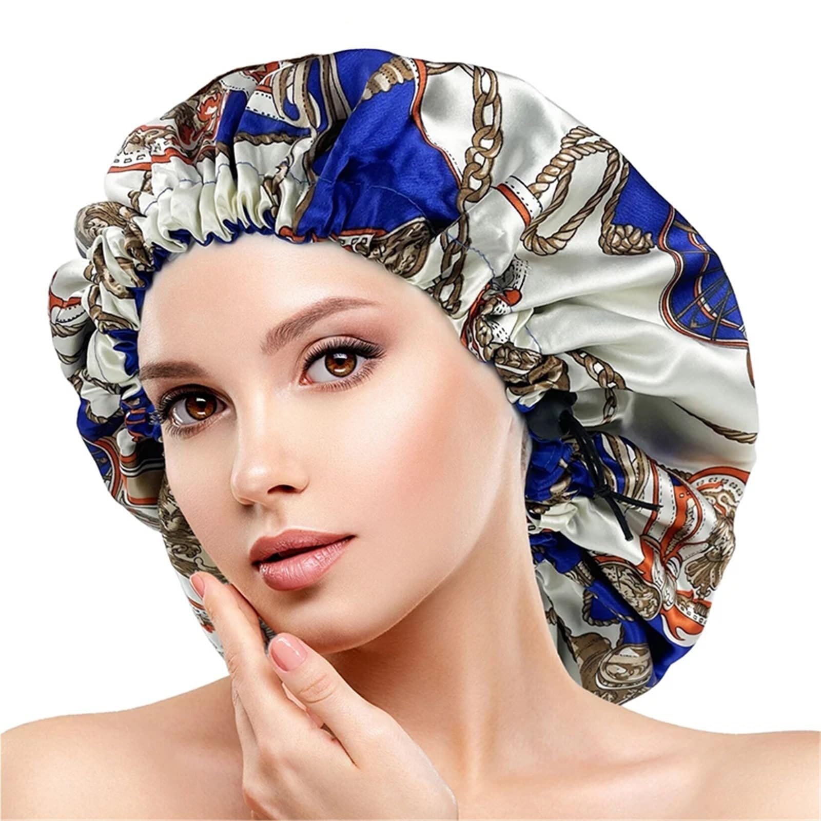 Soins capillaires Silk Bonnet Bonnet en soie soins des cheveux femmes nuit de sommeil doublure Satin doux Extra Large coiffe tête dame bandeau chapeau Pour femmes(Pink)