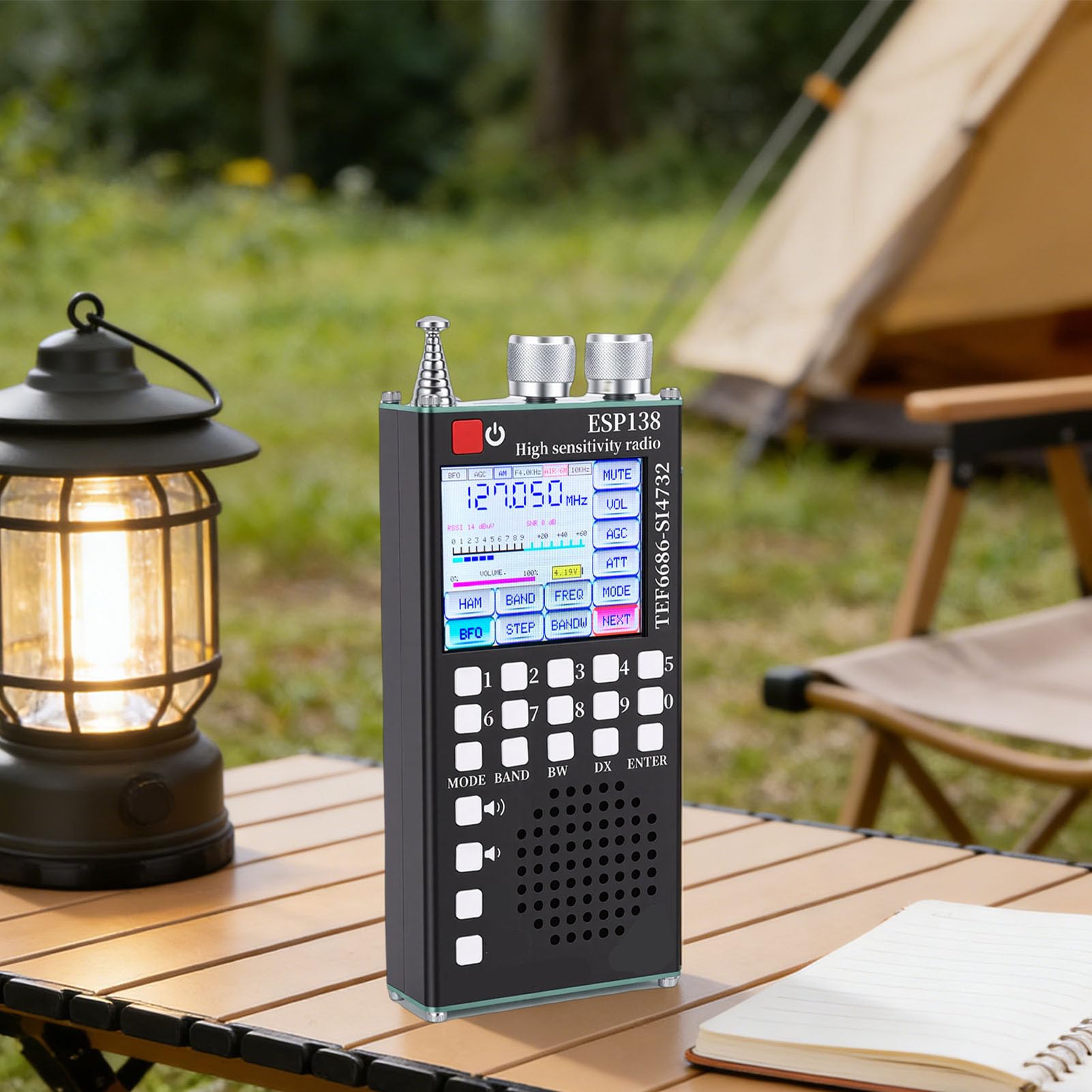 Denash Radio de Banda Completa, Sistemas Duales TEF6686 y SI4732, Pantalla Táctil IPS de 2,4 Pulgadas, 5.0, con Bandas FM LW MW SW Air SSB, para Entusiastas de la Radioaficionado