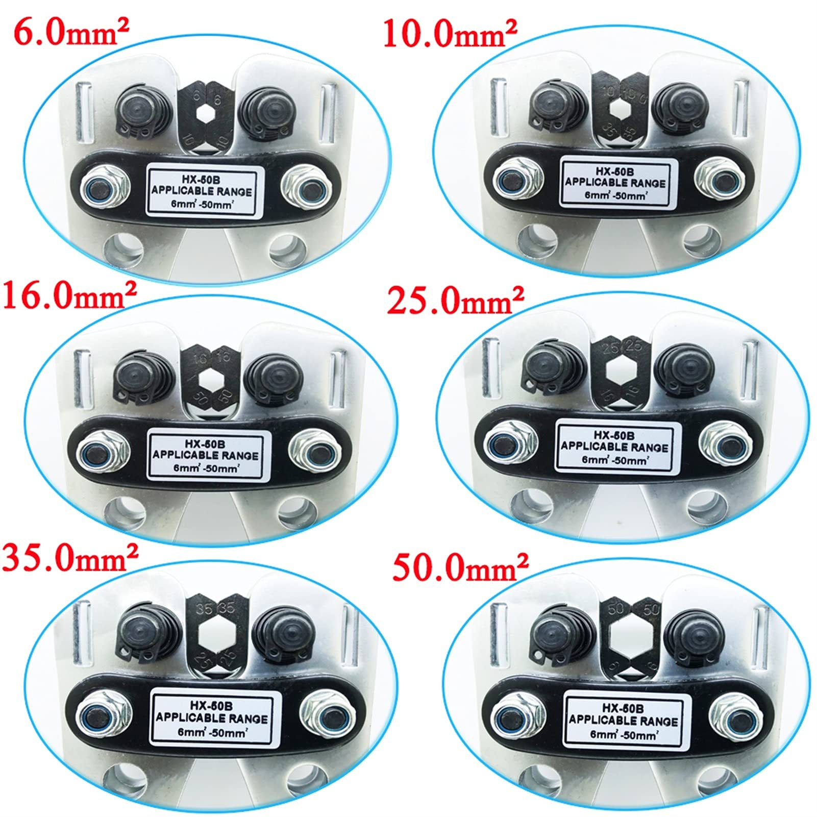 Pelacables Crimpadora HX-50B Alicates engargando alicates engarzando alicates de engarzado por 6-50mm2 1-1 0AWG Cable(HX-50B red)