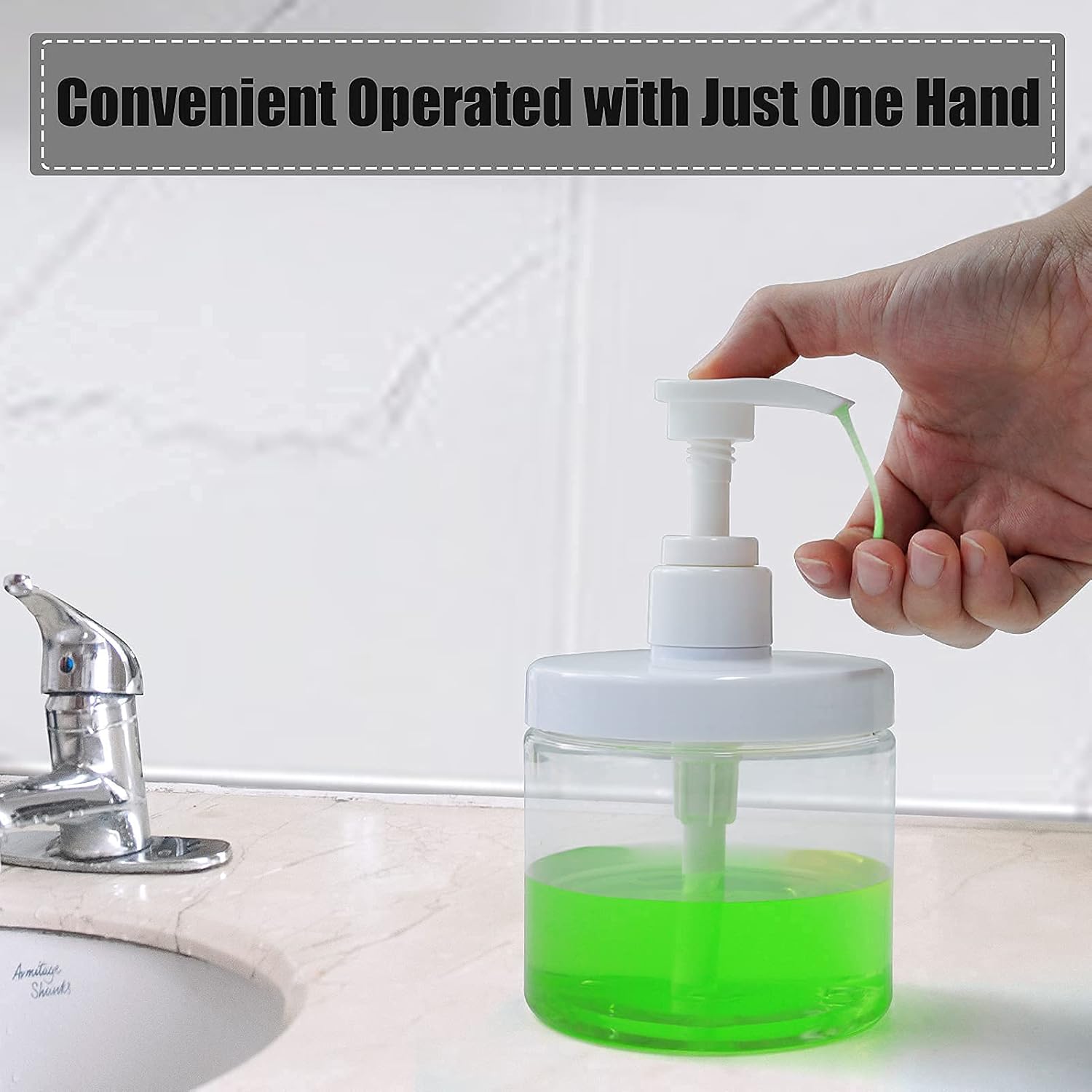 Pump Bottle Dispenser Plastic Refillable Bottles Wide Mouth Jar