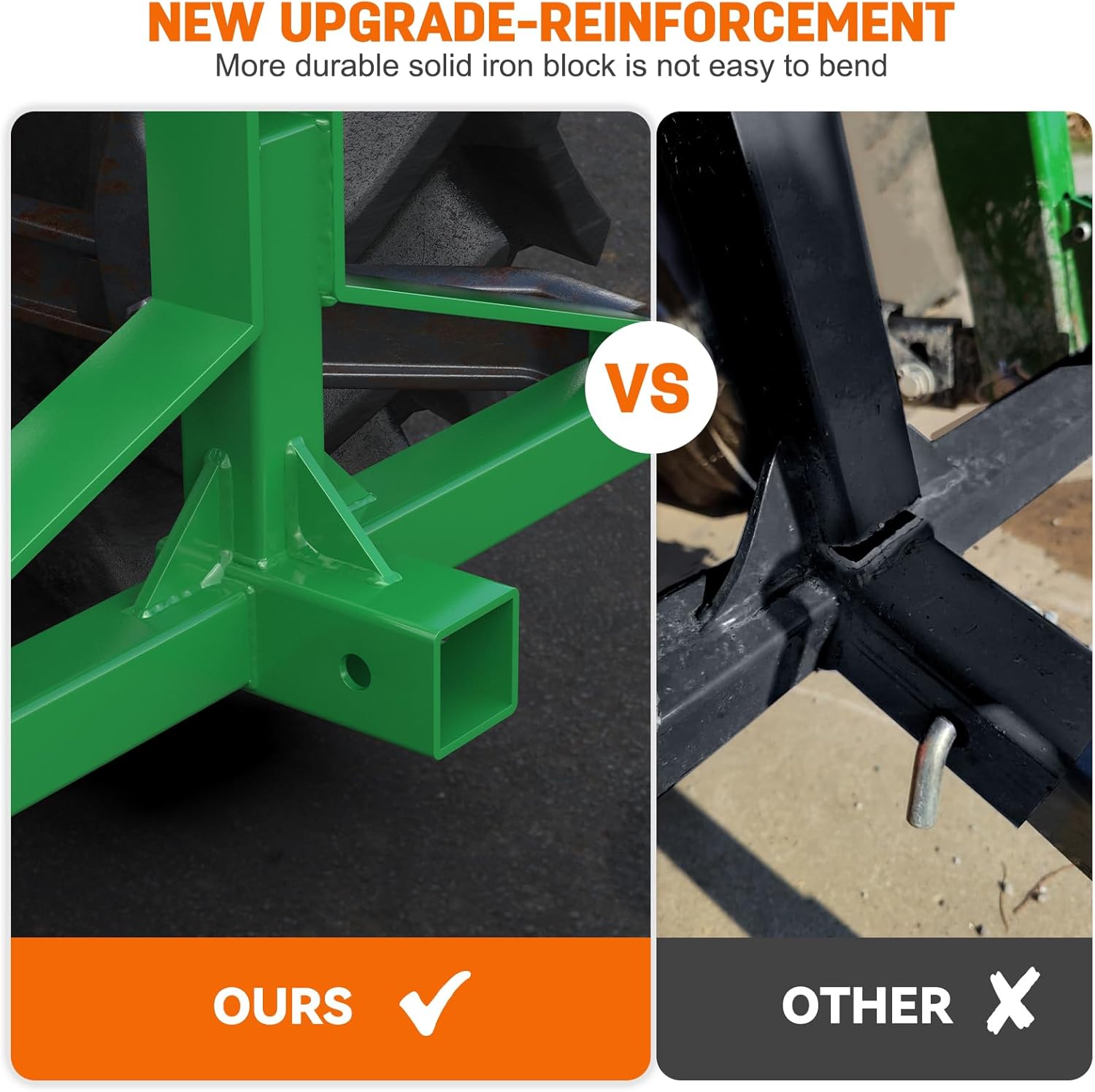 Green 3 Point Hitch Receiver Quick Hitch Compatible, 3 Point Trailer Hitch 2" Receiver for Category 1 Tractor, 3 Pt Trailer Towing Hitch Tractor Drawbar for Kubota, John Deere, BX, Kioti, Yanmar etc - Image 3