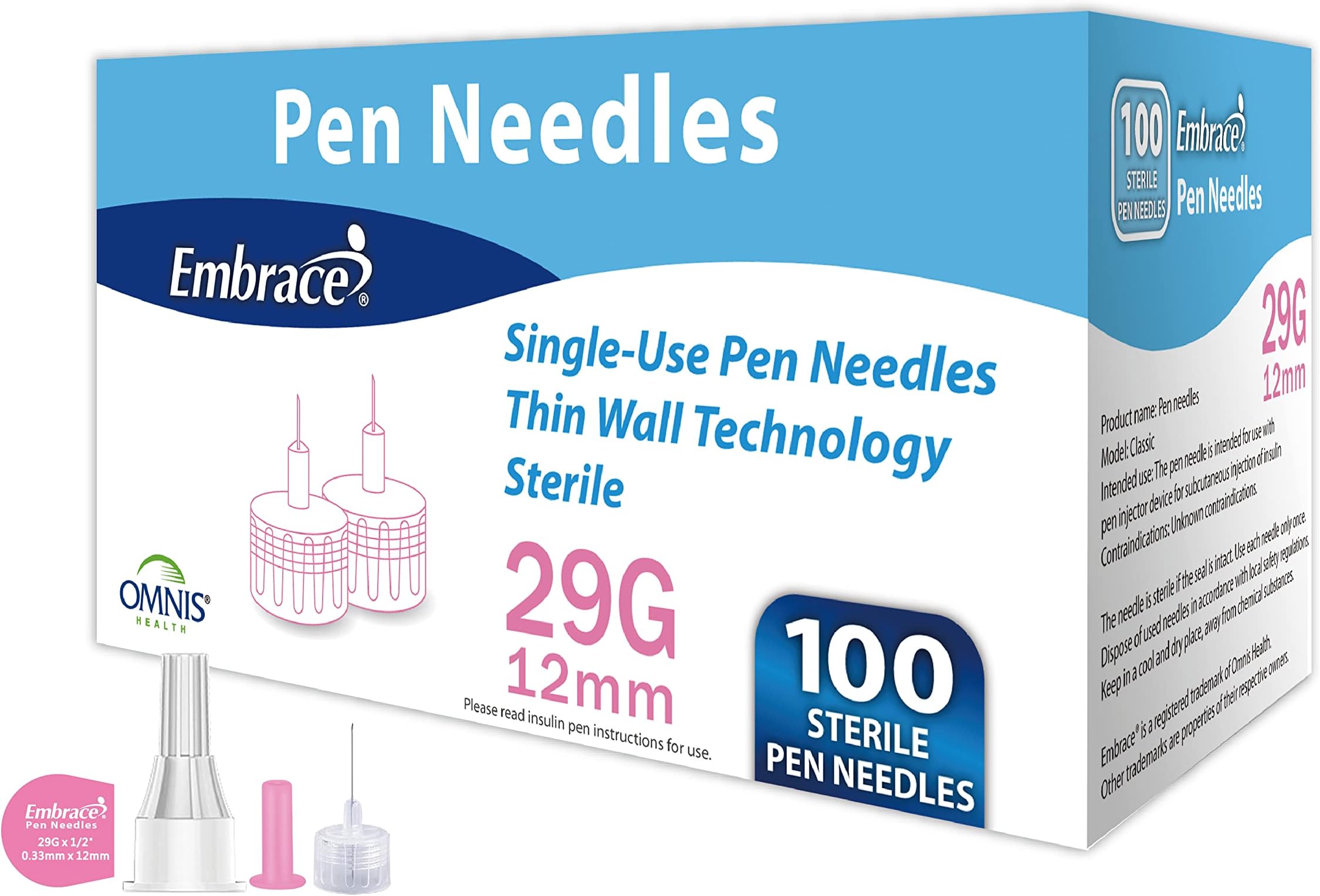 Embrace Insulin Pen Needles (29G 12mm)