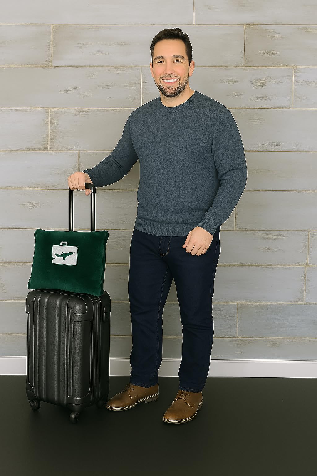 Coperta e cuscino da viaggio Comfort Fly – Coperta 2 in 1 in micro peluche con custodia per il trasporto (101,6 x 177,8 cm), Verde, 40" x 70", Moderno