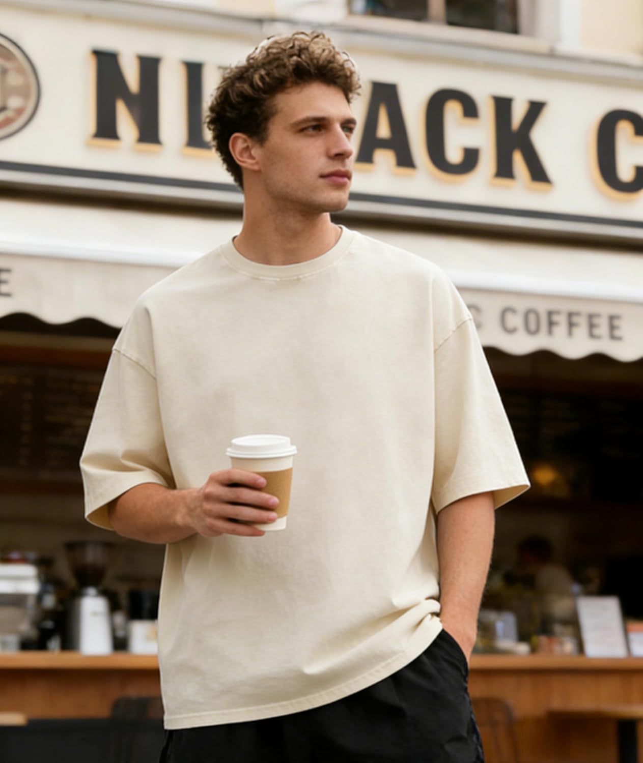 Little Beauty Men's Oversized T-Shirts Heavyweight Cotton Vintage Washed Tee Shirts Unisex Casual Streetwear Baggy Tops - Image 4