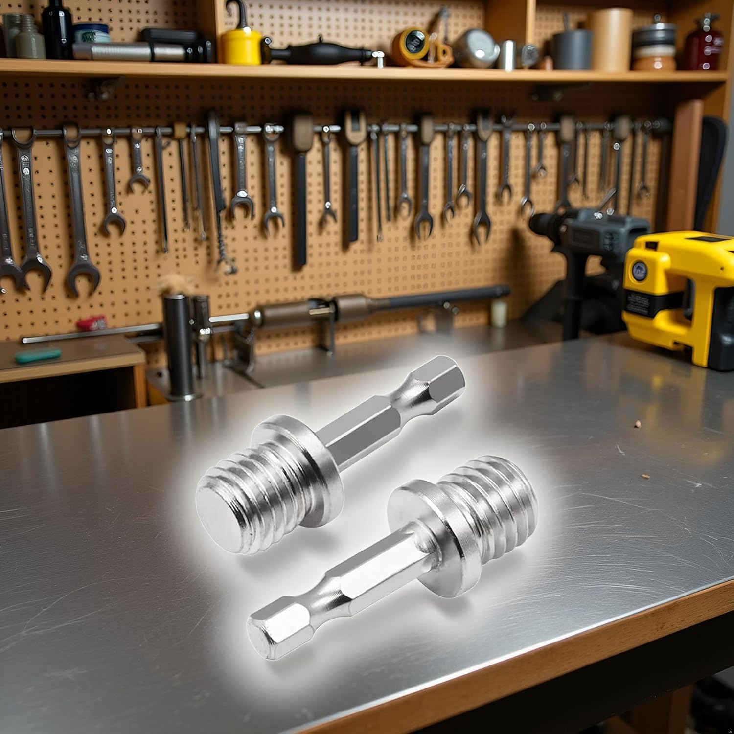 2Pcs Silver Outer Conversion Rod M10+M14 Woodworking Hex Socket Adapter Converter Impact Power Drill Sockets Adapter Setsdrill Chuck Hex Shank Converter Drill Chuck Power Drill Parts and Accessories