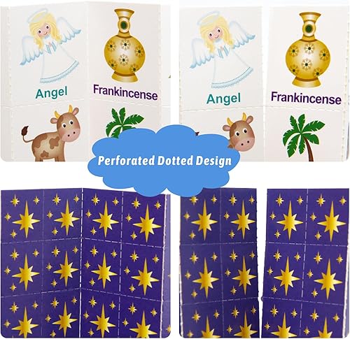 Miniatura 4 de Fancy Land Nativity Bingo Game for Kids 24 Jugadores Christmas Stable House Christian Bingo Juego de vacaciones Fiesta Religiosa Actividades VBS