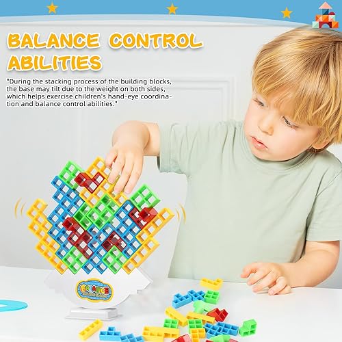Miniatura 3 de Juego de 48 bloques apilables de equilibrio de TetraTorre, columpio apilable, juguete de construcción de equilibrio para niños, juego de