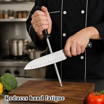 Professional 8-Inch Kitchen Knife Sharpener,Honing Rod,Steel Sharpening Rod,Features A Non-Slip Handle,Ideal for Home and Restaurant Use;for The Repair and Maintenance of Kitchen Knives,Chef's Knives