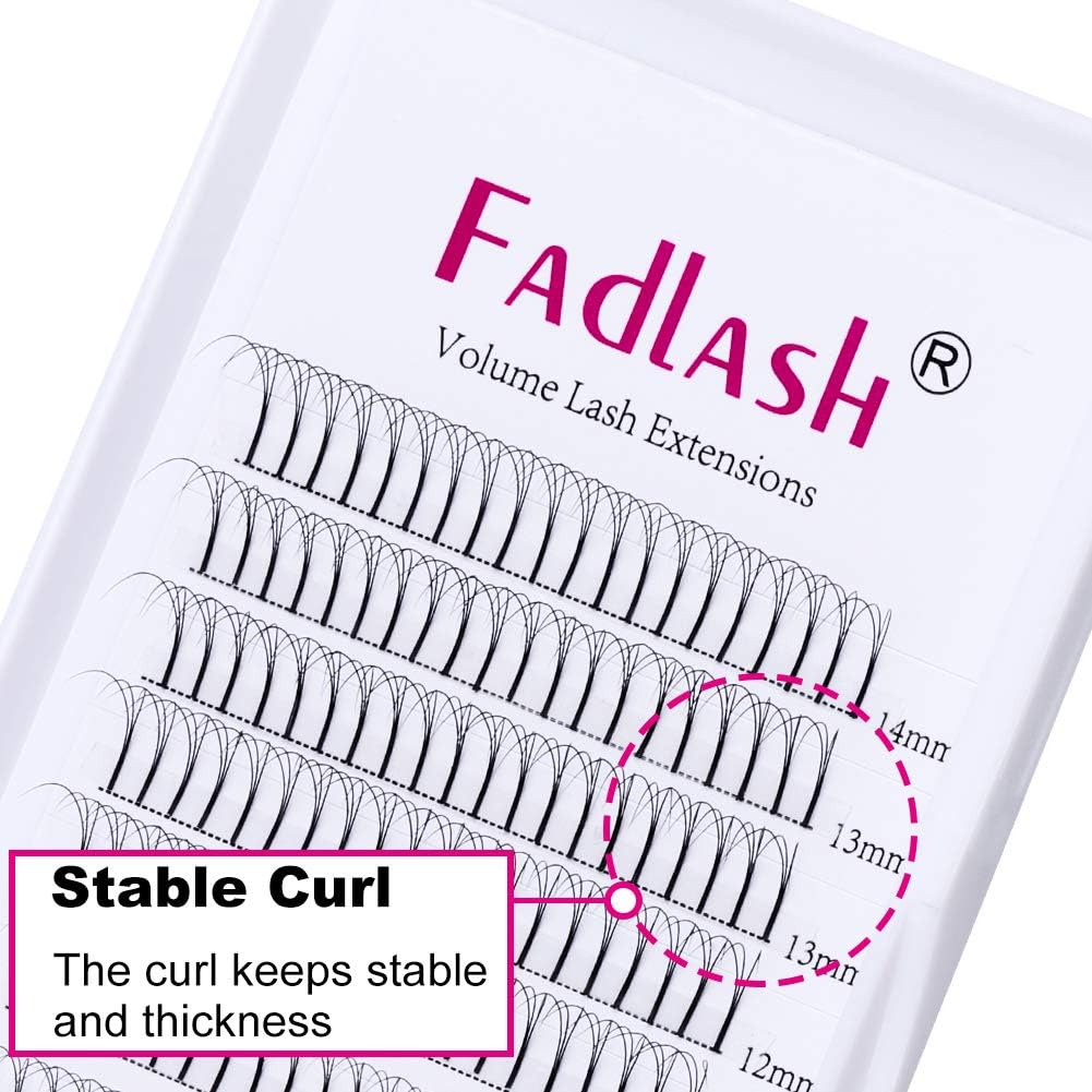 Fadlash Volume Eyelashes, C Curl, 0.07 mm, 8-14 mm, 3D Lash Extensions, Natural, Long, Individual Eyelashes - Image 3