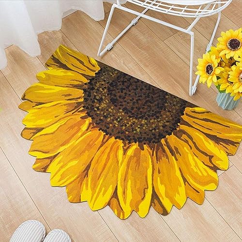 Miniatura 3 de UKELER Tapete para interiores con diseño de girasol amarillo para puerta delantera, 35 x 23 pulgadas, antideslizante, con parte trasera de goma