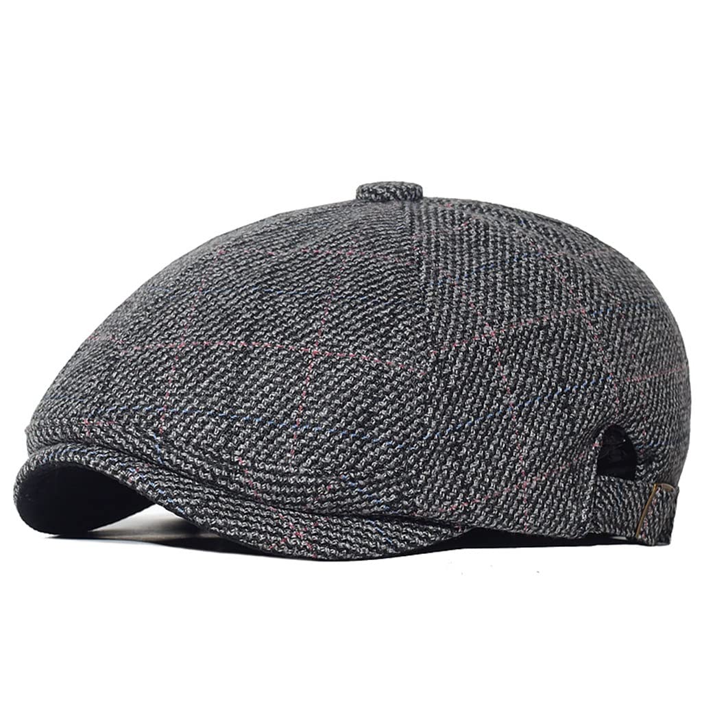 Gorros a Cuadros cálidos para Invierno, Boina Retro Informal para Exteriores, Sombrero Octogonal para Conductor, Gorras Planas de Moda