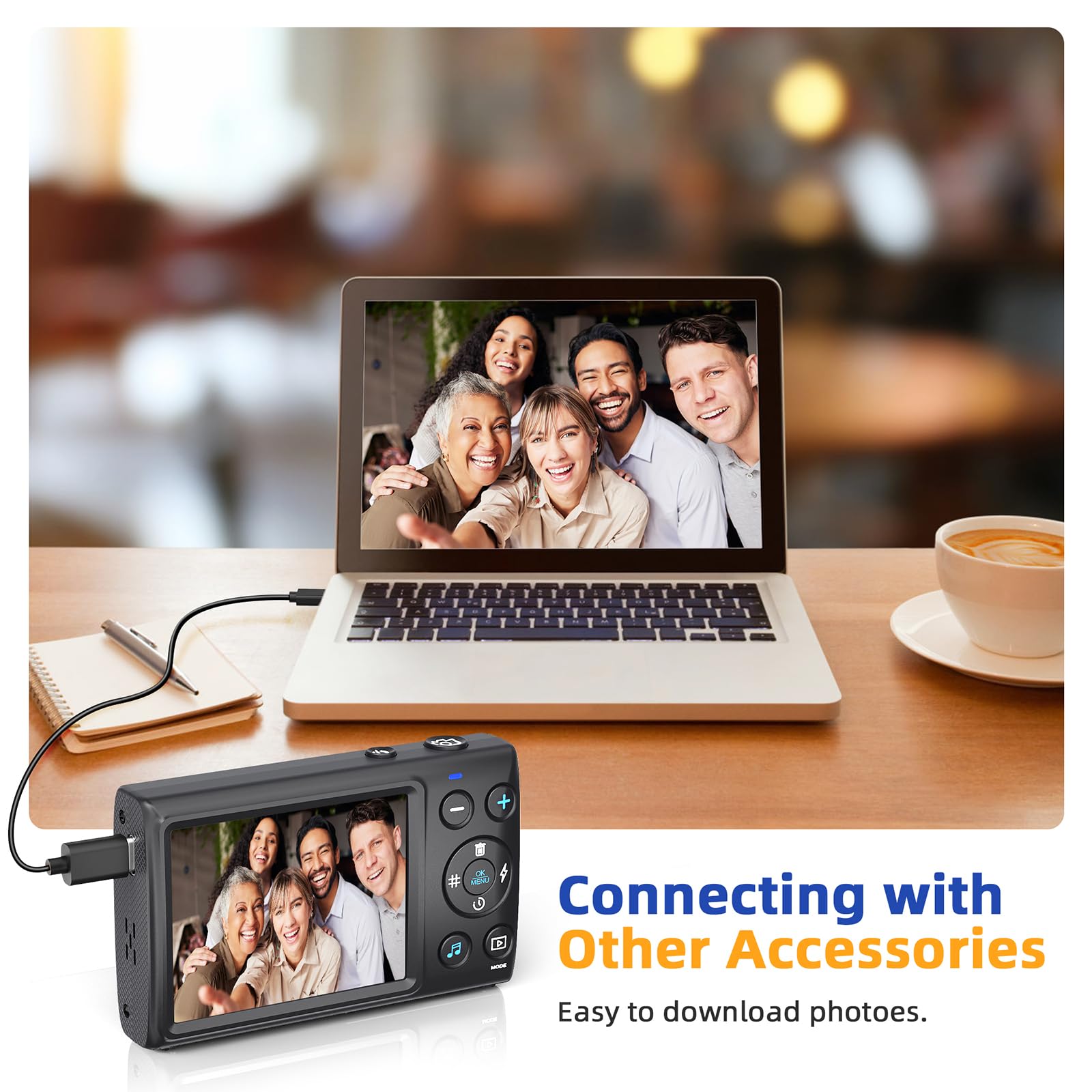 CCN Fotocamera digitale, 64MP 1080P FHD Fotocamera con schermo da 3,0", 18X Zoom Digitale Macchina fotografica compatta portatile con 32GB TF Card, Cavo USB, per adolescenti bambini adulti, Nero
