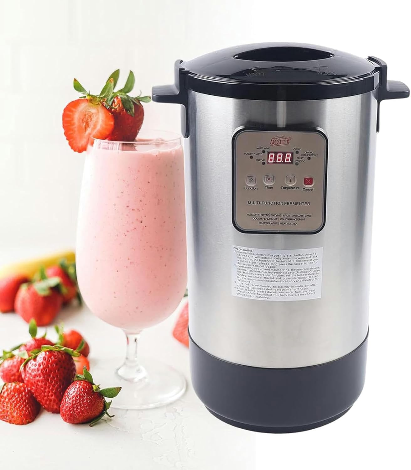 Automatic 12L Yogurter, Electric Yogurt for Sweet Wine, Natto Grande Fermenter, Whole Stainless Steel Yogurt Pot (110V)