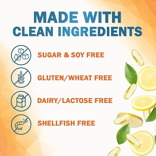 Miniatura 8 de Aceite de pescado Omega 3 2400 mg  Ácidos grasos EPA y DHA de triple fuerza para el corazón, cerebro y articulaciones  Suplemento de sabor a limón