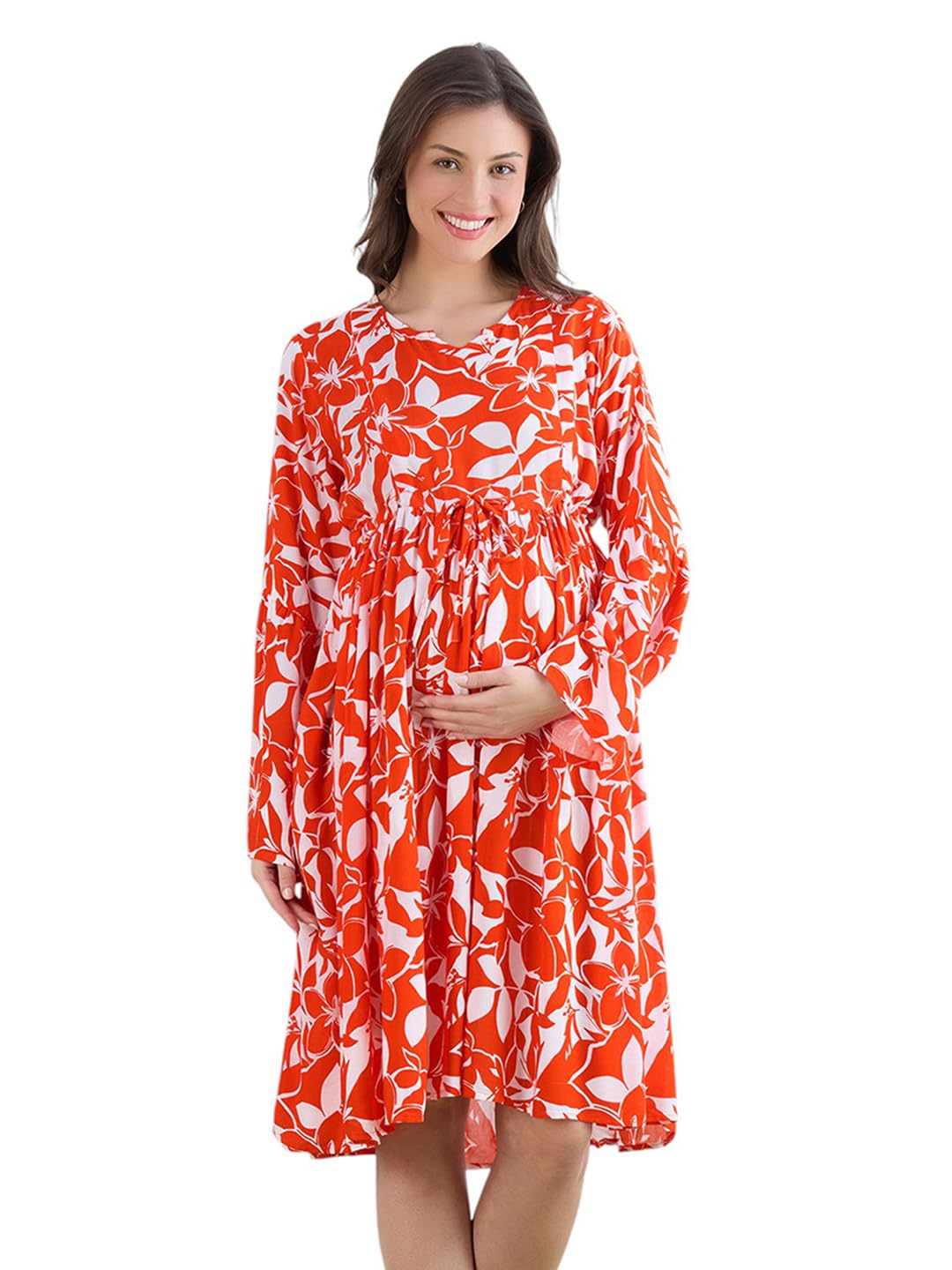 Women's Rayon Maternity Dresses | Pregnancy Feeding Nursing Dress with 14 inch Zip on Both Sides-image-46