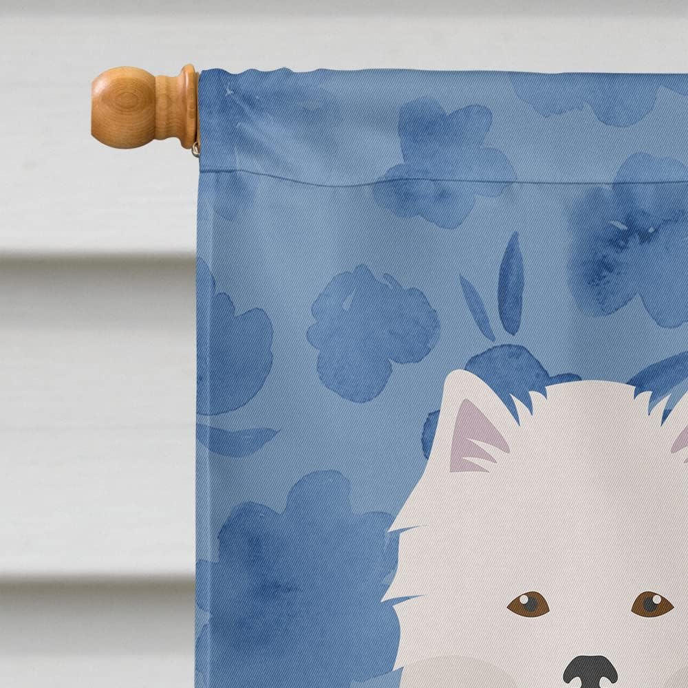 Caroline's Treasures CK5964CHF American Eskimo Welcome House Flag Large Porch Sleeve Pole Decorative Outside Yard Banner Artwork Wall Hanging, Polyester, House Size, Multicolor